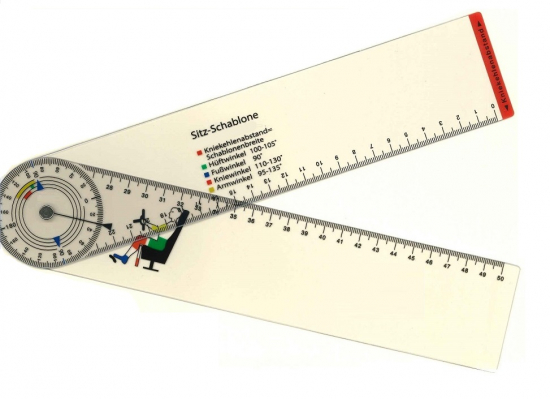 Sitzschablone / Sitzwinkelschablone mit 5-farbigem Druck